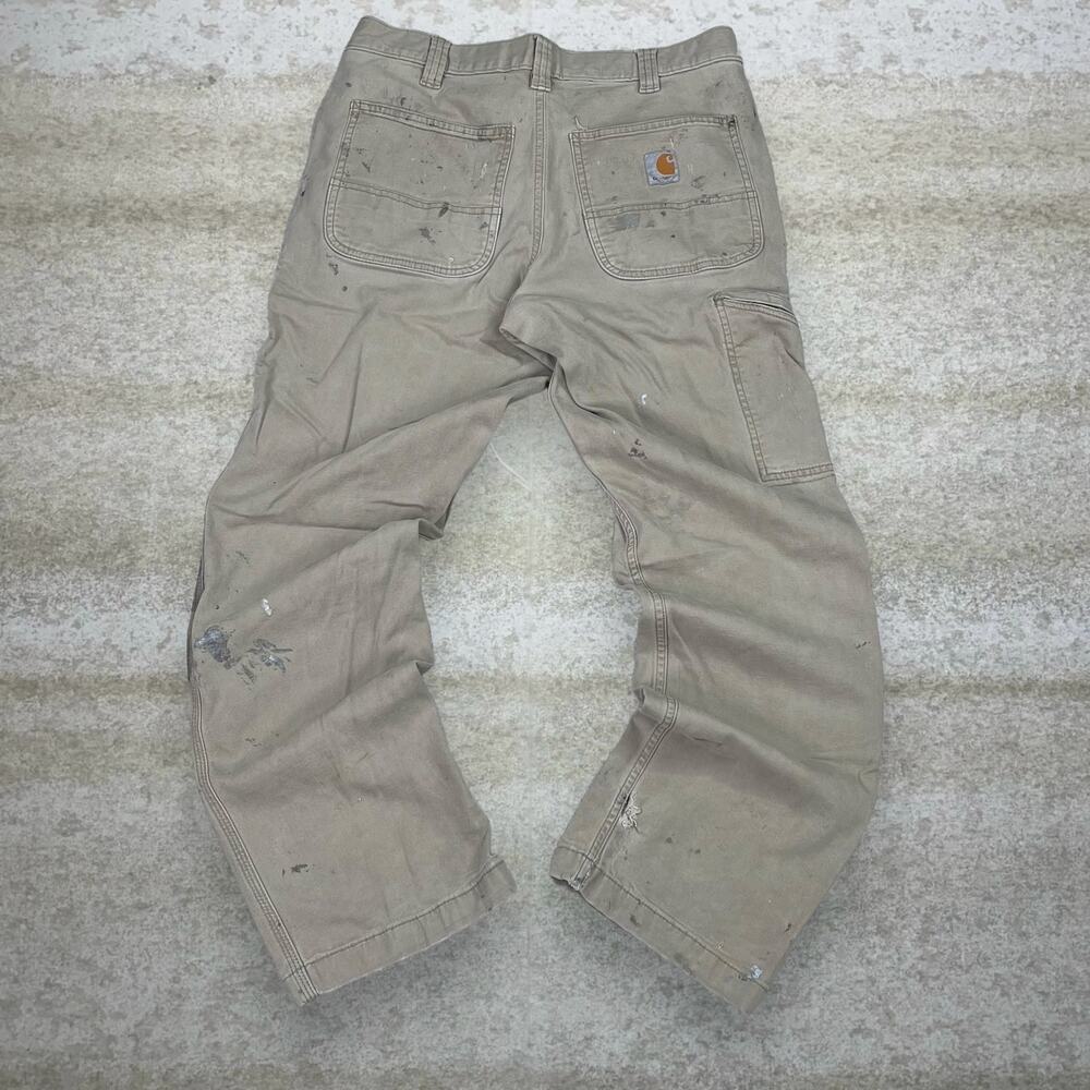Vintage 90s Carhartt Carpenter Pants 32x30 Relaxed Fit Tan Canvas Dungarees